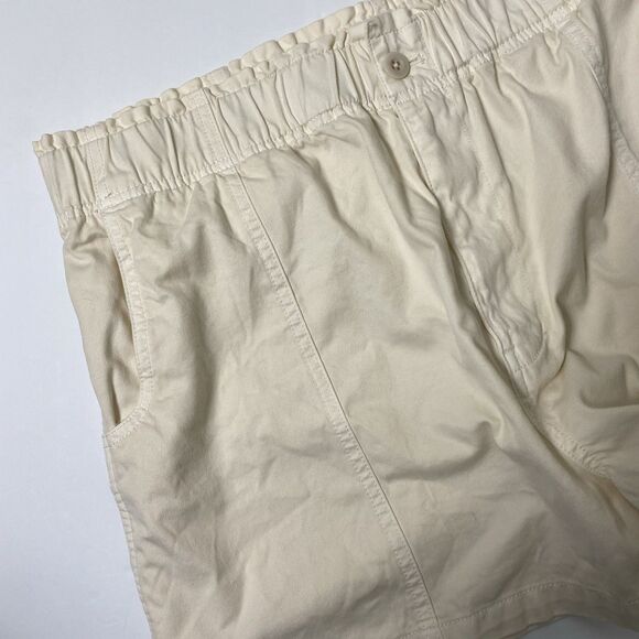 Madewell Pull-On Paperbag Shorts Cream Ivory Elastic Waist Sz 32 Large Bermuda - Picture 5 of 8